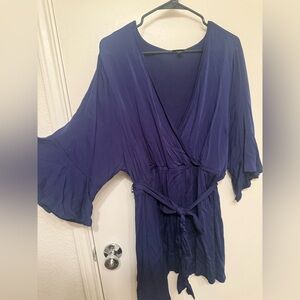 Torrid Blue faux wrap bell sleeve top